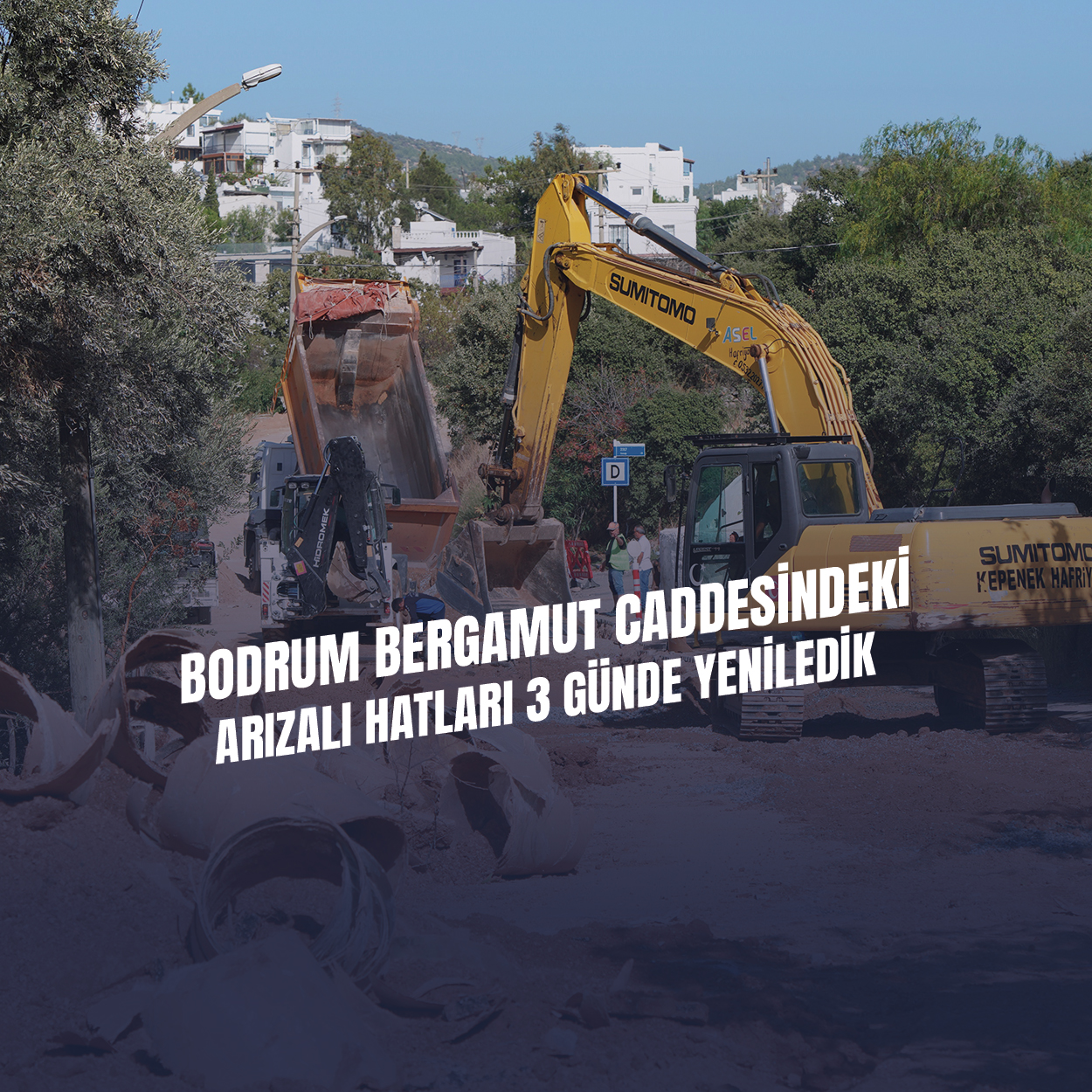 MUSKİ, Bodrum Bergamut Caddesinde Yıllardır Devam Eden Su Hattı Sorununu 3 Günde Çözdü